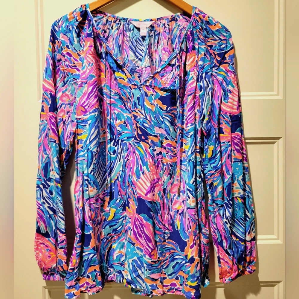 Lilly Pulitzer True Blue Seas The Day Willa Top M